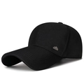 Schwarze minimalistische Baseballkappe für Herren mit silbernem Bergliga-Metall-Logo - Schwarz