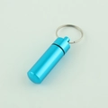 Portable blue aluminum alloy pill bottle keychain with waterproof rubber seal ring - Light Blue