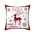 Christmas pillowcase featuring red and black buffalo plaid reindeer with snowflake patterns - TQR31-12/Merry Christmas Plaid Deer
