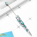 DIY beadable pen with white leopard print featuring black and teal spots on white body - White Base with Black and Teal Leopard (62)