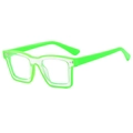 Modische quadratische Blaulichtfilter-Brille mit neongrünem und klarem Doppelrahmen - Grüner Rahmen
