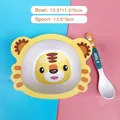 Cute yellow tiger bamboo fiber bowl and spoon set for children's healthy feeding - A032 Tiger Bowl Spoon (300ML)