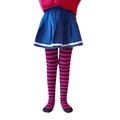 Kids striped tights in pink and black patterns with high elasticity and snug fit - 6-8 Years / Rose Black Striped