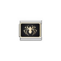 Italian modular charm in stainless steel featuring a golden spider design on black base - Spider Style (Y269)