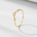 925 silver gold crown ring with V-shaped zircon stones on a white minimalist background - US 5 / Gold