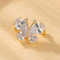 Detailed close-up of golden butterfly brooch featuring pear-cut cubic zirconia wings - XZ7 Zircon Butterfly