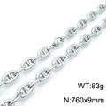 Silver-tone link necklace with pig nose clasp, length 760mm and width 9mm - 76cm Necklace (KN118470-Z)