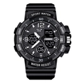 COOBOS schwarze digitale Sportuhr mit Dual-Display, 50m wasserdicht und Leuchtanzeige - Schwarz (1026)