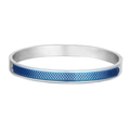 Gepolijste roestvrijstalen ovale armband met blauwe rasterstructuur voor dames - ZJ6852-Staalkleurig Zwart