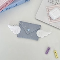 Light blue wing-shaped mini coin purse and earphone pouch with silver star pattern - Bright Star Light Blue