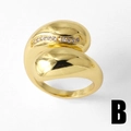 Vergoldeter unregelmäßiger offener Ring mit funkelnden Zirkonia-Steinen für Damen - Doppelschichtiger Zirkonia Stil (B)