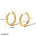 Twisted rope design 18K gold plated stainless steel C-shaped hoop earrings 20mm - 20mm Twist Hoop / Gold (TE6318-G)
