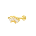 Gold marquise zircon nose stud with crown design and five clear sparkling stones - Gold Marquise Rhinestone (K-943)