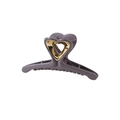 Minimalist heart hair claw clip in elegant matte grey-purple with golden heart accent - Bulk/Loose Packaging / 9.5cm / Purple