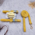 Verstellbares gelbes Cord-Katzengeschirr-Set mit Bienenmotiv und Leine für Haustiere - Größe M (3-7,5 kg) / Gelb (Bienenstil 1,2 m)