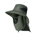 Dark green wide brim sun hat with removable face mask and neck flap for outdoor fishing - Army Green