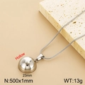 Silver hollow ball pendant necklace with 23mm diameter and 500mm stainless steel chain - Silver Hollow Ball Necklace (KN281895-K)