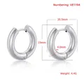 Polished silver thick hoop earrings with dimensions 20.5mm width and 19mm height - Small / White Gold