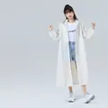 Reusable creamy white EVA raincoat with drawstring hood and elastic cuffs for adults - Coconut Milk White (130g)