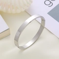Minimalist silver stainless steel clasp bangle with polished flat rectangular surface - 8mm 53x64 / Steel