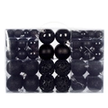 Set of 100 black Christmas balls with matte, glitter, and hollow designs in a clear box - 100pcs PVC Boxed (Black)