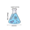 Laboratory flask metal brooch with blue DNA spiral and atom design 29x23mm - Chemical Flask Style (XZ1264)