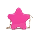 Vibrant hot pink star-shaped PVC crossbody bag with a sleek gold chain strap - Rose Red
