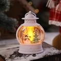 Farol de Navidad blanco vintage con dibujo de muñeco de nieve y luz de vela LED - Muñeco de nieve / Blanco