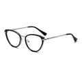 Montatura per occhiali cat eye in metallo nero e argento dallo stile moderno e sobrio - Montatura Nero Argento Anti-Luce Blu