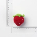 Handmade crochet red strawberry keychain with green leaves and size measuring scales - Red Large Strawberry Pendant