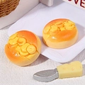 Miniature resin bread toy model 1.9cm round pastry figurines for DIY crafts and decor - Mango Cream Bread