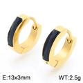 Goldene Ohrringe mit schwarzem eckigem Zirkonia, Maße 13x3mm und Gewicht 2,5g - Gold-Schwarz Stil(KE118290-TGD)