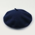 Classic dark blue wool beret hat for women with minimalist French painter style finish - M (56-58cm) / Navy Blue