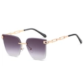Lunettes de soleil sans monture avec verres dégradés violets et branches en métal doré ajouré - C01 Gris Dégradé