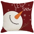 Weihnachtliches Kissenbezug-Set aus rotem Leinen mit Schneemann und Let It Snow Text - Roter Schneemann LET IT SNOW