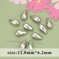 Silver smile teardrop spacer beads in 12.8mm by 6.2mm size for DIY jewelry making - 12.8x6.2mm Teardrop / Silver
