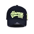 Distressed navy baseball cap with neon green Always embroidery in street style - 56-60cm / Navy Blue-Green