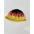 Handgefertigter Häkel-Fischerhut mit Vintage Flammenmuster in Schwarz Rot Gelb - Flammenrot / M (56-58cm)