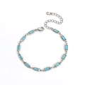 Silver chain bracelet with 13 rectangular sky blue enamel inserts and lobster clasp - Blue Zirconia Silver