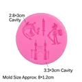 Stampo in silicone rosa con motivi di castello e cavaliere per fondente 8x1,2cm - Tema Fantasy Medievale (2#) / Rosa