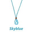 Skyblue handmade woven net necklace cord with wooden bead for crystal stone pendants - Sky Blue