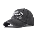 Berretto da baseball in cotone lavato con ricamo vintage Aero e visiera ricurva - Nero