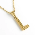 Minimalist 18K gold plated stainless steel necklace featuring a 3D letter L pendant - Letter L / Gold