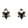 Minimalist golden turtle stud earrings with black and white enamel soccer pattern shell - Soccer Pattern / Black and White