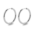 Minimalist silver titanium steel hoop earrings with high-polished mirror finish - 2.5*20mm / Steel