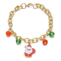 Bracciale natalizio dorato con ciondolo Babbo Natale e cristalli rossi e verdi - Babbo Natale