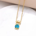 Golden necklace featuring a cute cartoon boy pendant with a blue heart-shaped zircon - Boy Style / 18K Gold / Light Blue