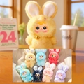 Cute bunny plush doll set in various colors with bell collar and sweet face details - Magic Colorful Rabbit Series (5018) / Random One