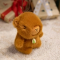 Cute brown plush capybara animal keychain charm with fluffy fur and a small flower accessory - Brown Capybara / 15CM