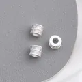 Three pieces of 14K gold filled spacer beads with micro-pave square zircon for DIY jewelry - Style 5 / 7x5mm / Thick Silver
